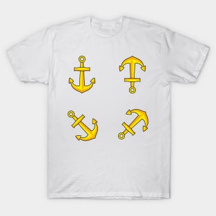 Cartoon Golden Boat Anchor Set T-Shirt